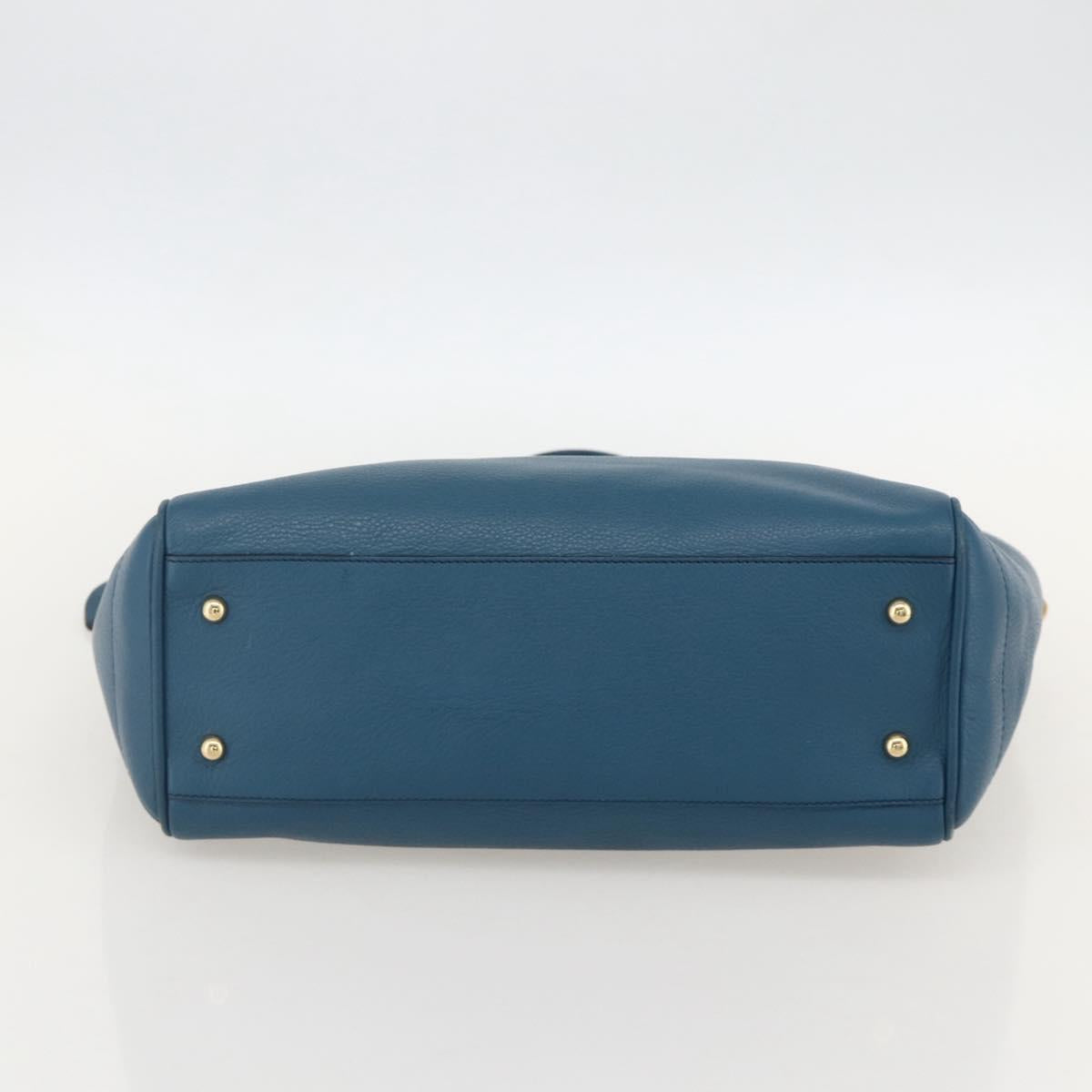 LOEWE Heritage Tote Bag Leather Gold Blue Auth 175236A