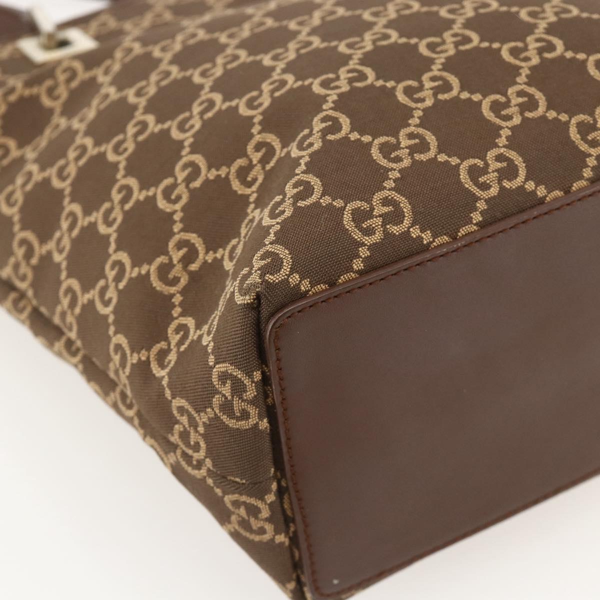 GUCCI GG Canvas Tote Bag Brown Gold 002 1099 3444 Auth 175244