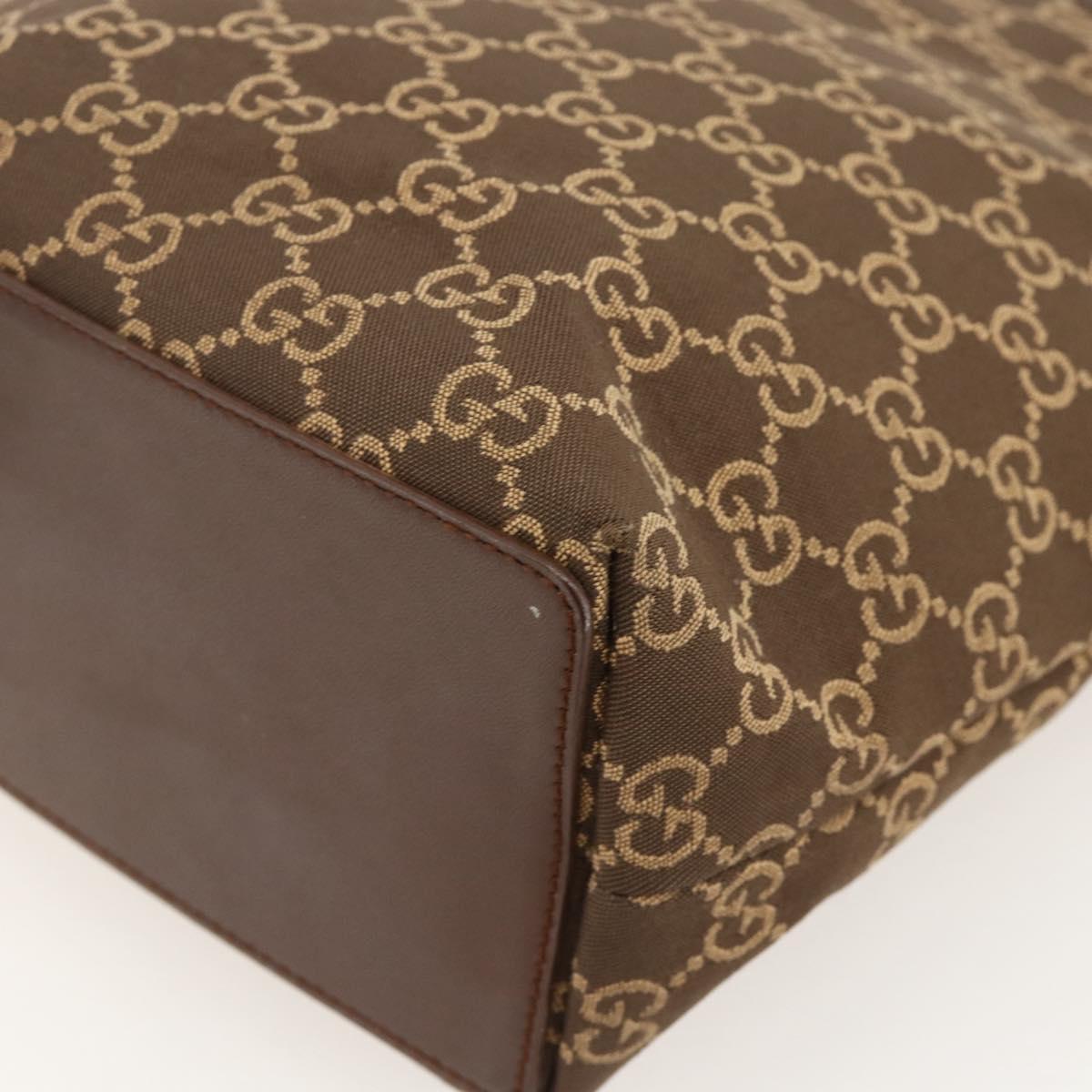 GUCCI GG Canvas Tote Bag Brown Gold 002 1099 3444 Auth 175244