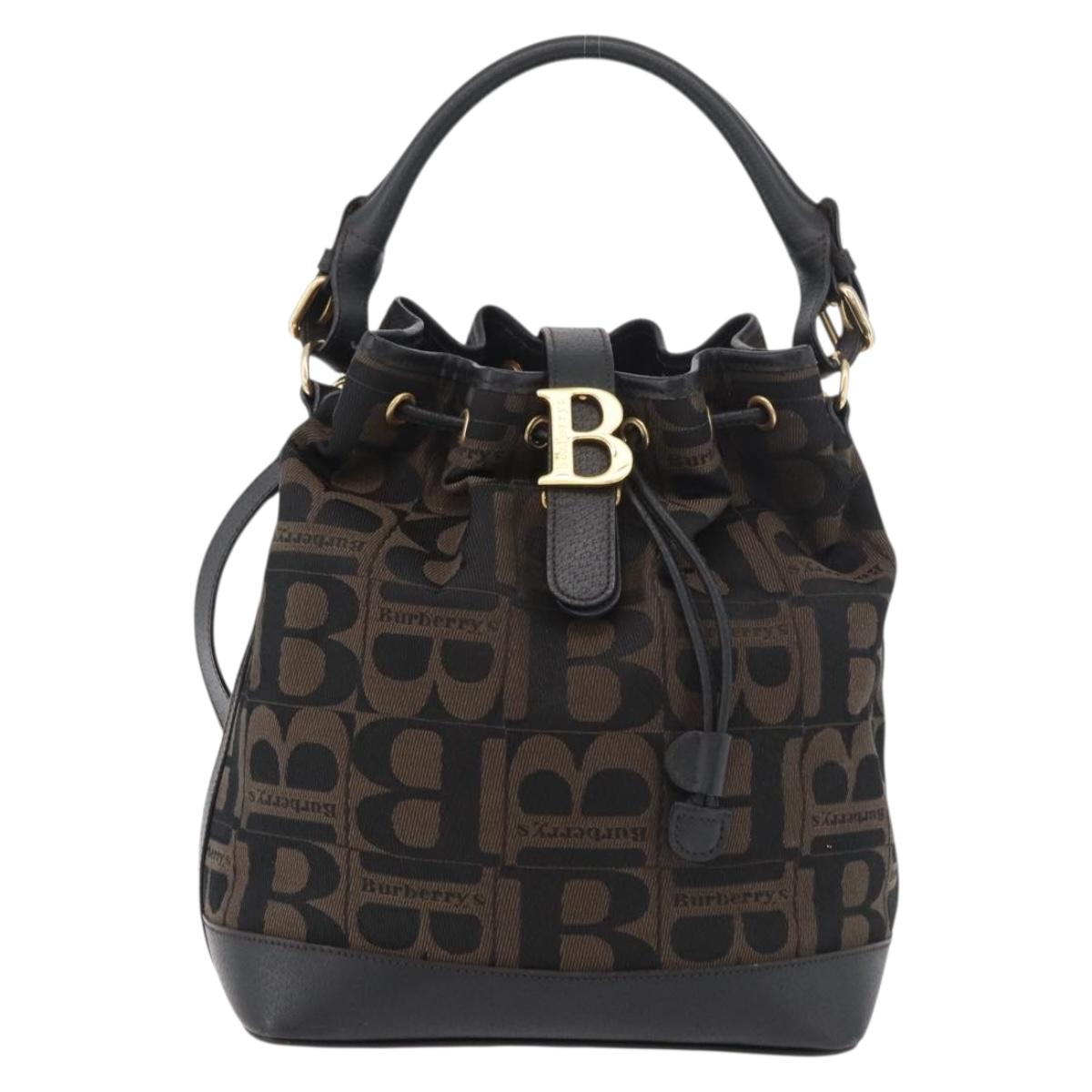 Burberrys Purse Hand Bag Canvas 2way Brown Gold Auth 175256A