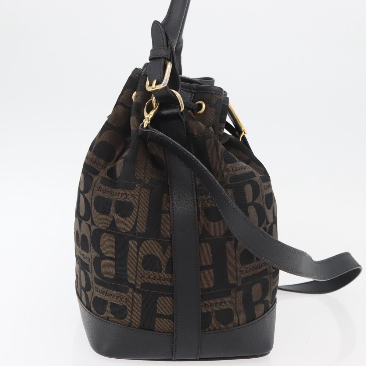 Burberrys Purse Hand Bag Canvas 2way Brown Gold Auth 175256A