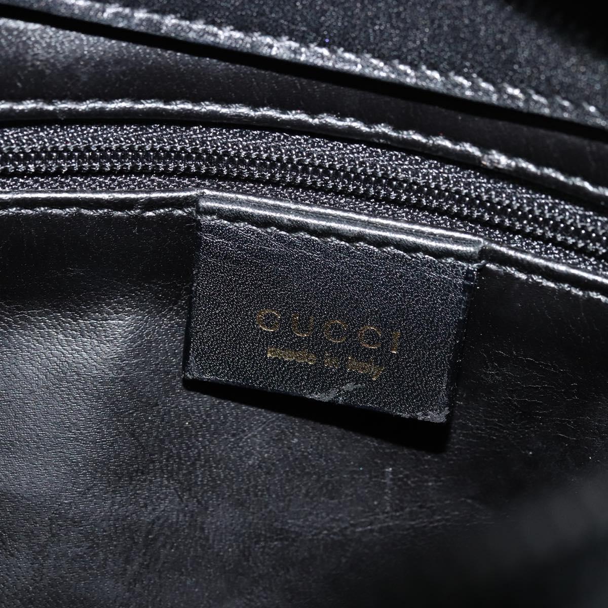 GUCCI Bamboo Shoulder Bag Leather Black Gold 001 2122 3006 Auth 175260