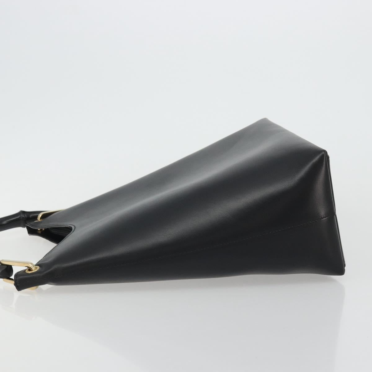 GUCCI Bamboo Shoulder Bag Leather Black Gold 001 2122 3006 Auth 175260