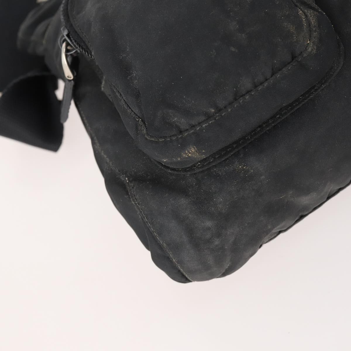 PRADA Waist bag Nylon Black Silver Auth 175272
