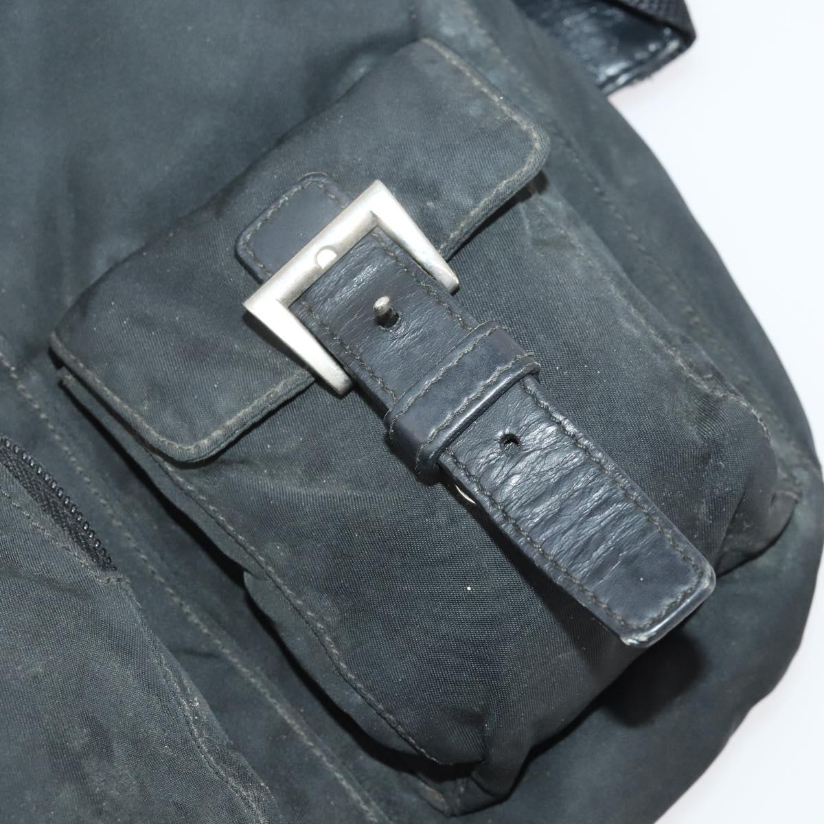 PRADA Waist bag Nylon Black Silver Auth 175272