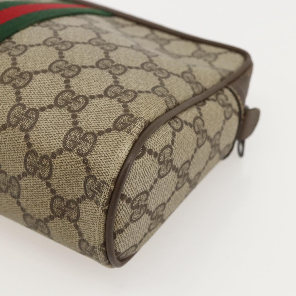 GUCCI GG Supreme Web Sherry Line Bag PVC Beige Red Green 56 01 012 Auth 175288