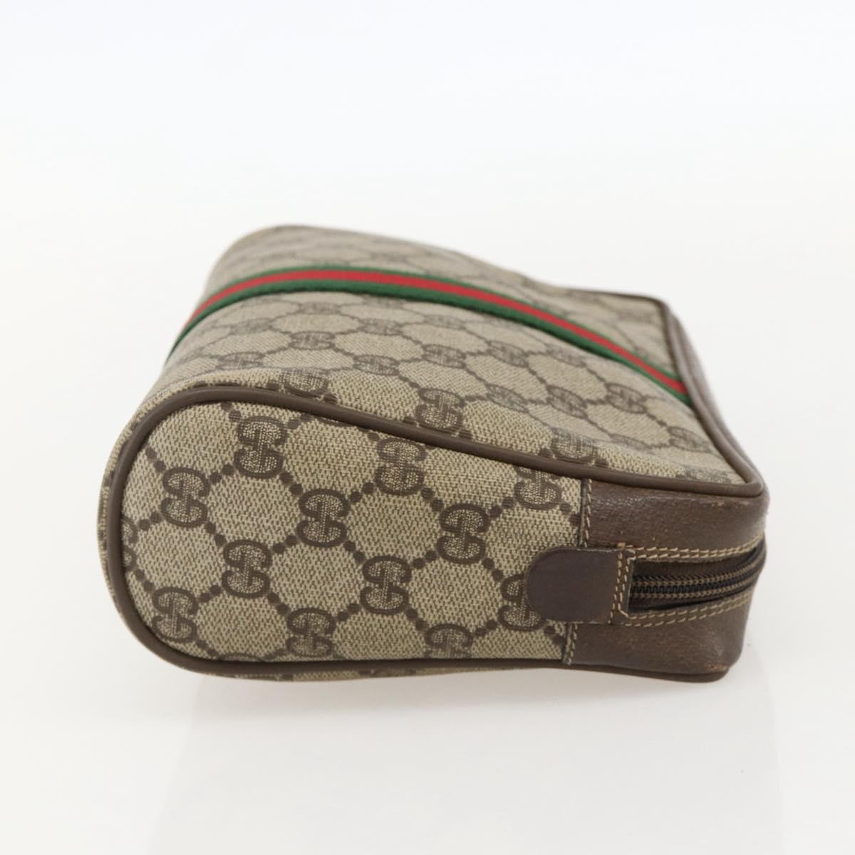 GUCCI GG Supreme Web Sherry Line Bag PVC Beige Red Green 56 01 012 Auth 175288