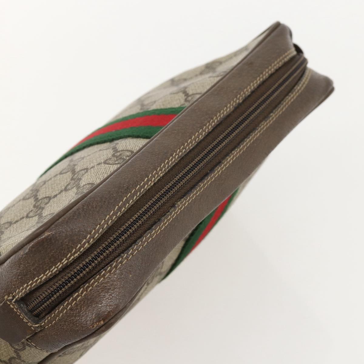 GUCCI GG Supreme Web Sherry Line Bag PVC Beige Red Green 56 01 012 Auth 175288