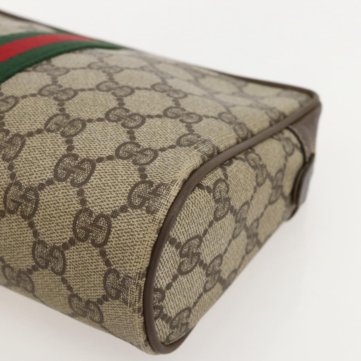 GUCCI GG Supreme Web Sherry Line Bag PVC Beige Red Green 56 01 012 Auth 175288