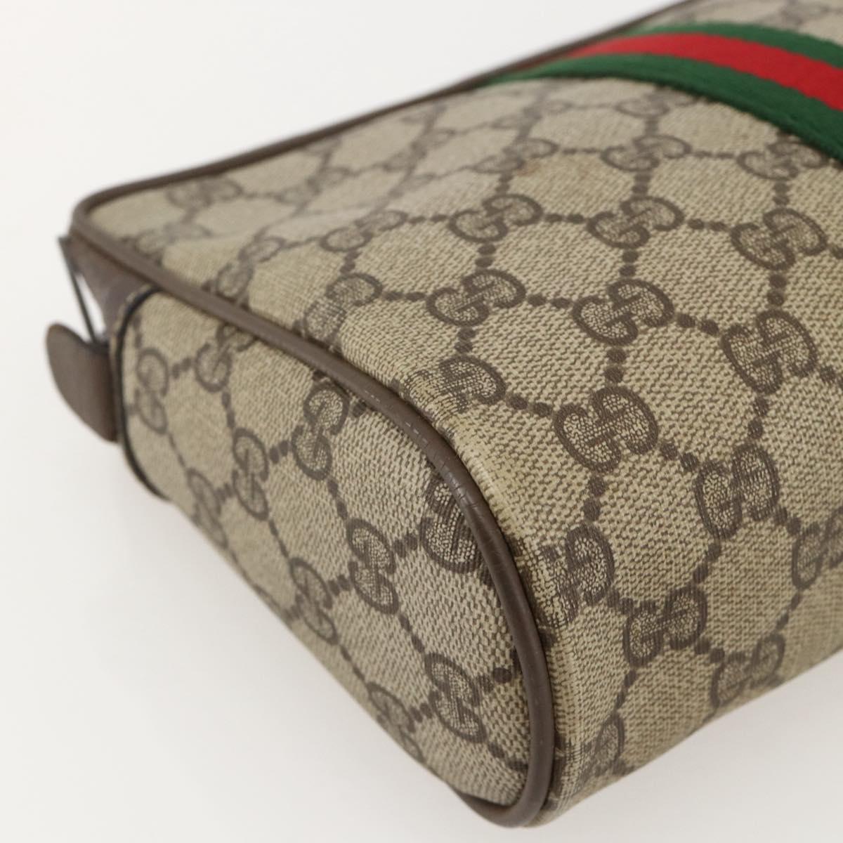 GUCCI GG Supreme Web Sherry Line Bag PVC Beige Red Green 56 01 012 Auth 175288