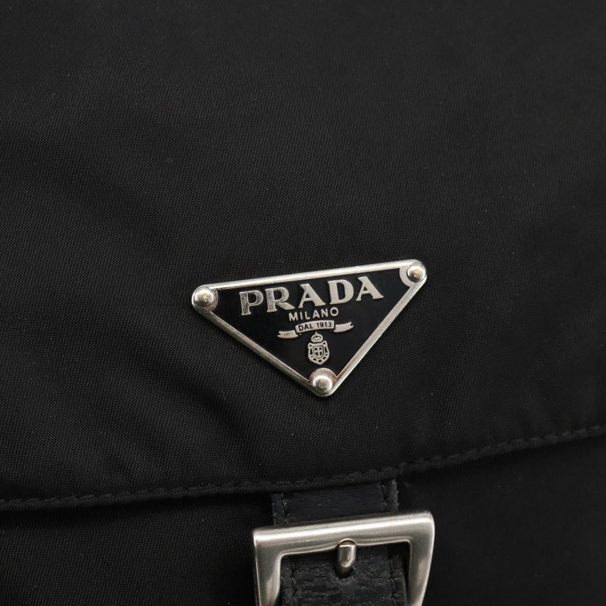 PRADA Shoulder Bag Nylon Black Silver Auth 175302
