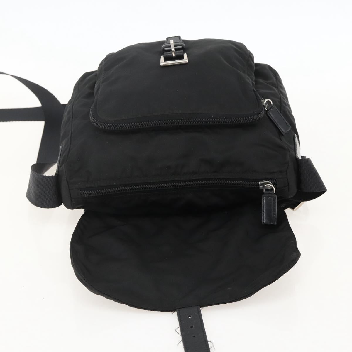 PRADA Shoulder Bag Nylon Black Silver Auth 175302