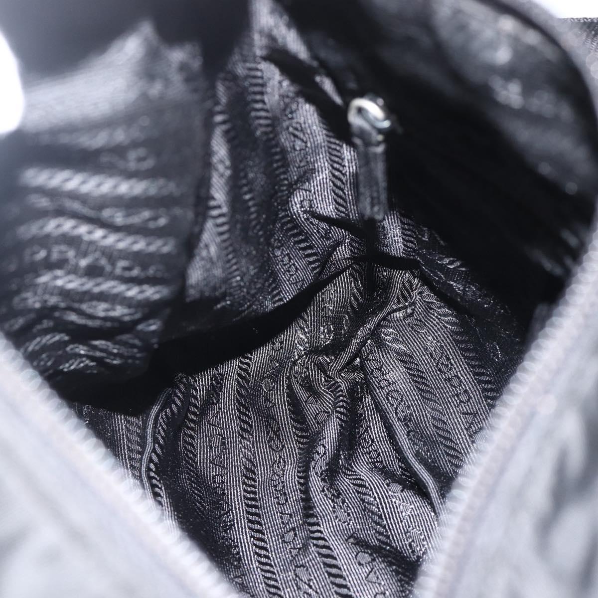 PRADA Shoulder Bag Nylon Black Silver Auth 175302