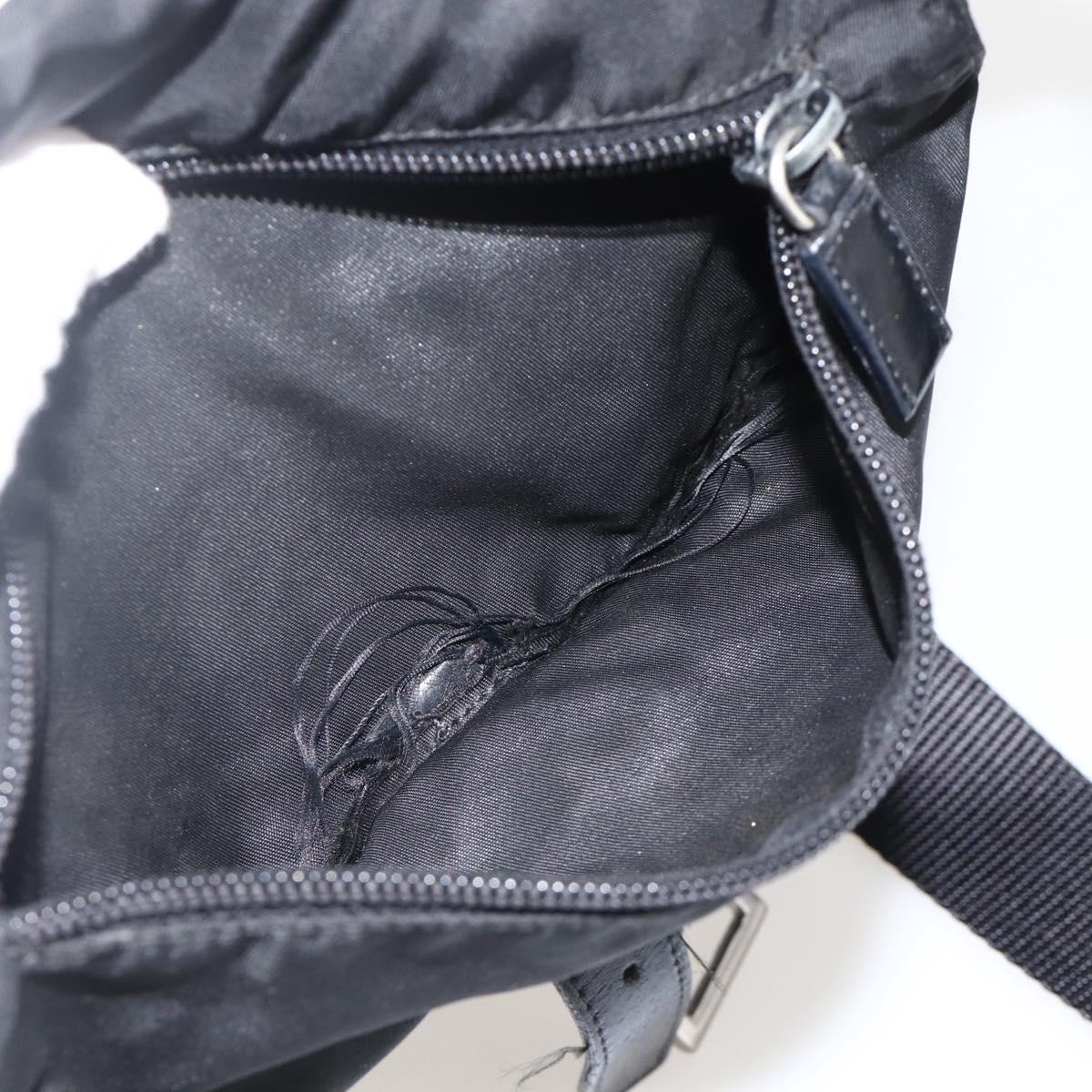 PRADA Shoulder Bag Nylon Black Silver Auth 175302