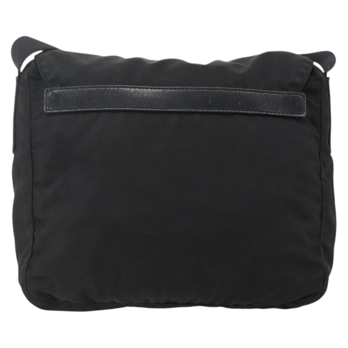 PRADA Shoulder Bag Nylon Black Silver Auth 175302