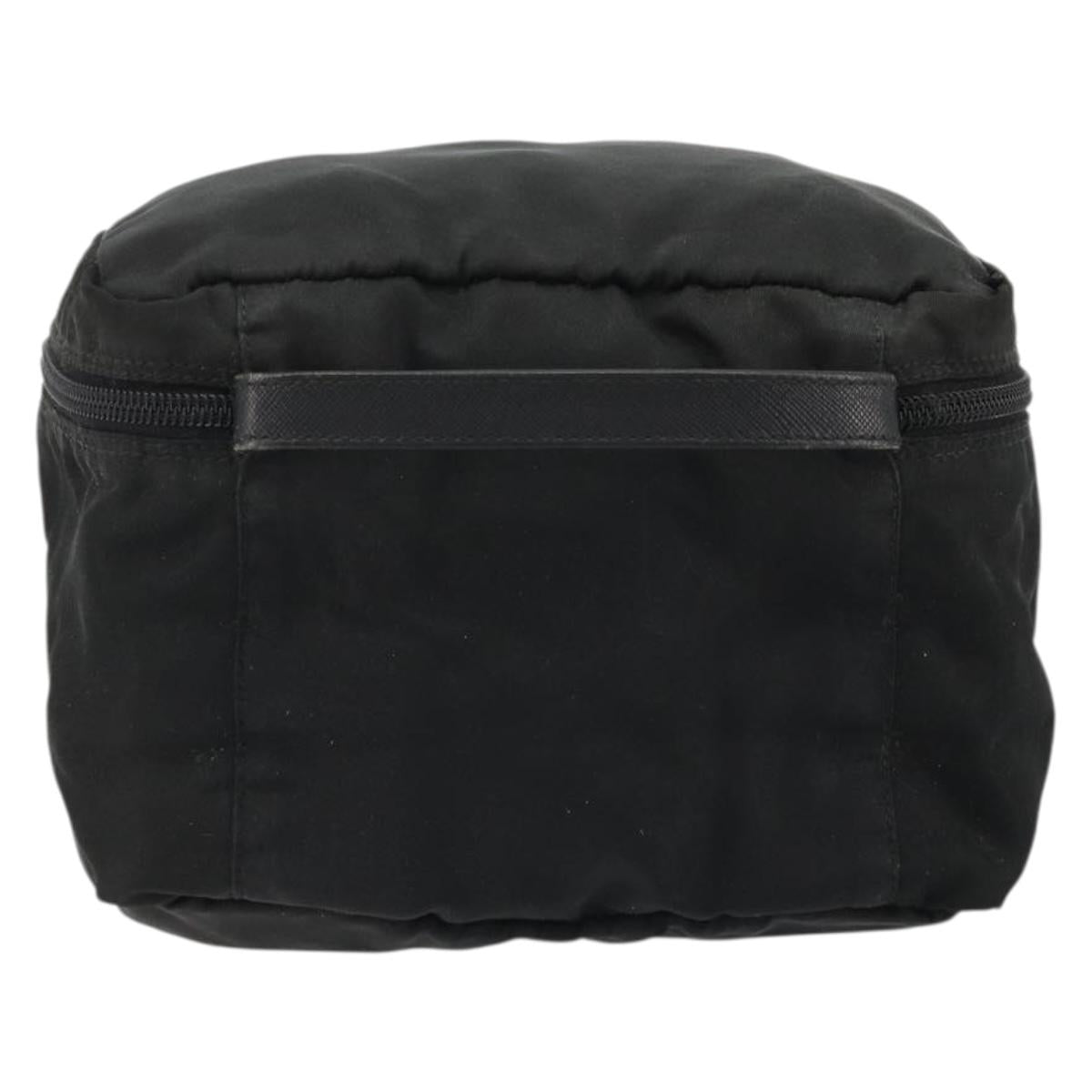 PRADA Vanity Pouch Nylon Black Silver Auth 175305