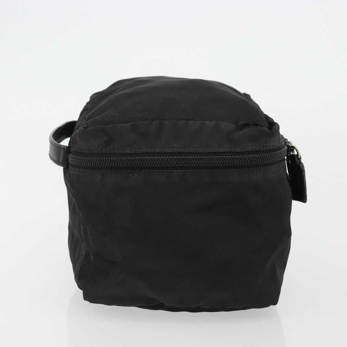 PRADA Vanity Pouch Nylon Black Silver Auth 175305