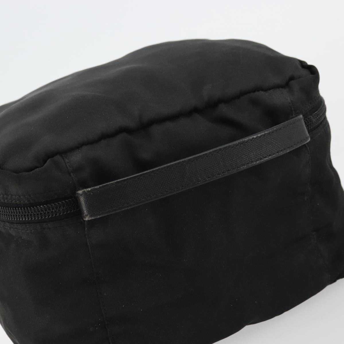 PRADA Vanity Pouch Nylon Black Silver Auth 175305