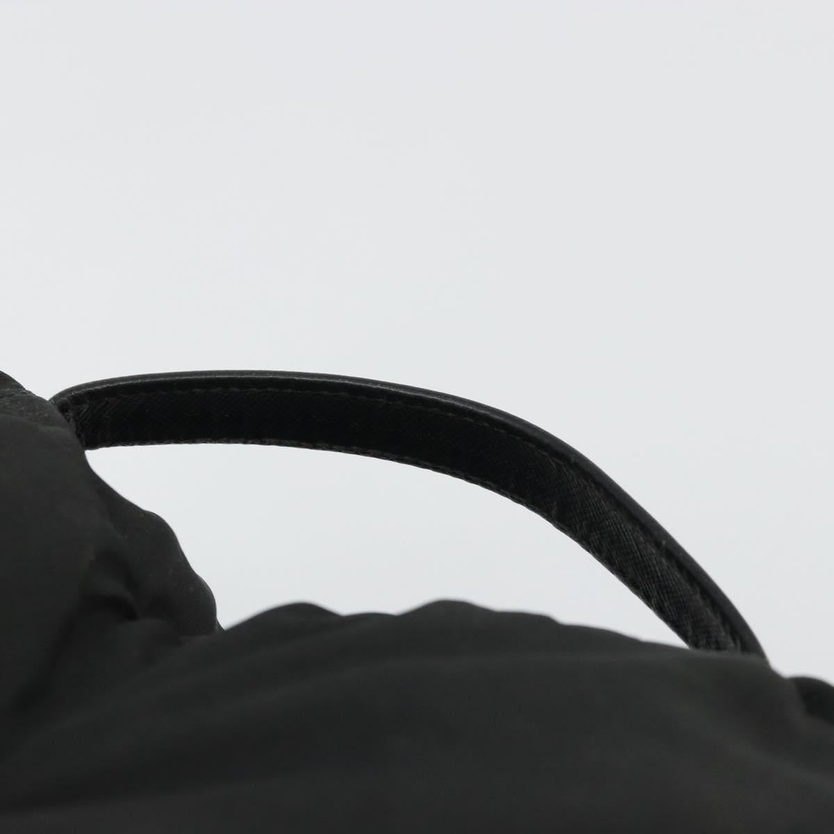 PRADA Vanity Pouch Nylon Black Silver Auth 175305