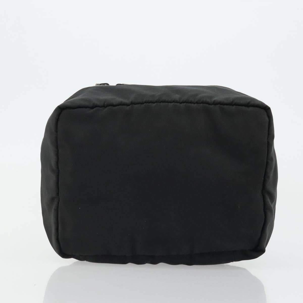 PRADA Vanity Pouch Nylon Black Silver Auth 175305