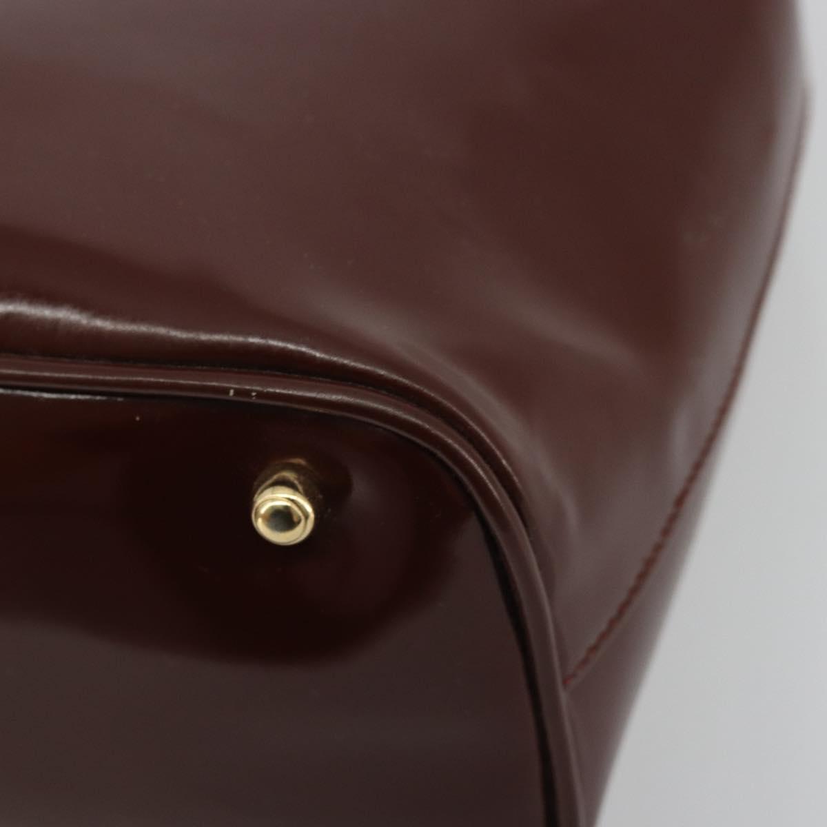 GUCCI Bamboo Hand Bag Patent leather Brown Gold 000 781 0295 Auth 175307
