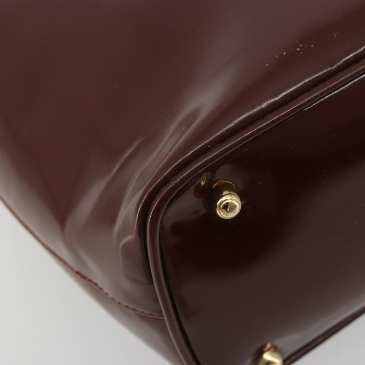 GUCCI Bamboo Hand Bag Patent leather Brown Gold 000 781 0295 Auth 175307