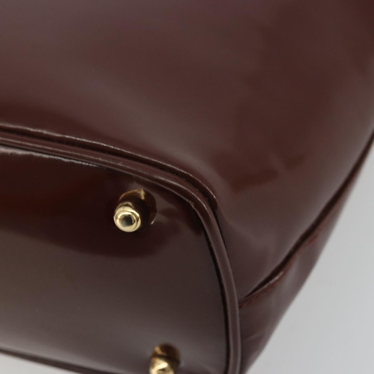 GUCCI Bamboo Hand Bag Patent leather Brown Gold 000 781 0295 Auth 175307