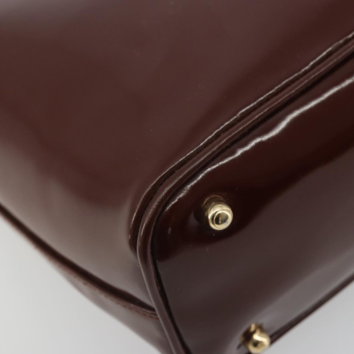 GUCCI Bamboo Hand Bag Patent leather Brown Gold 000 781 0295 Auth 175307