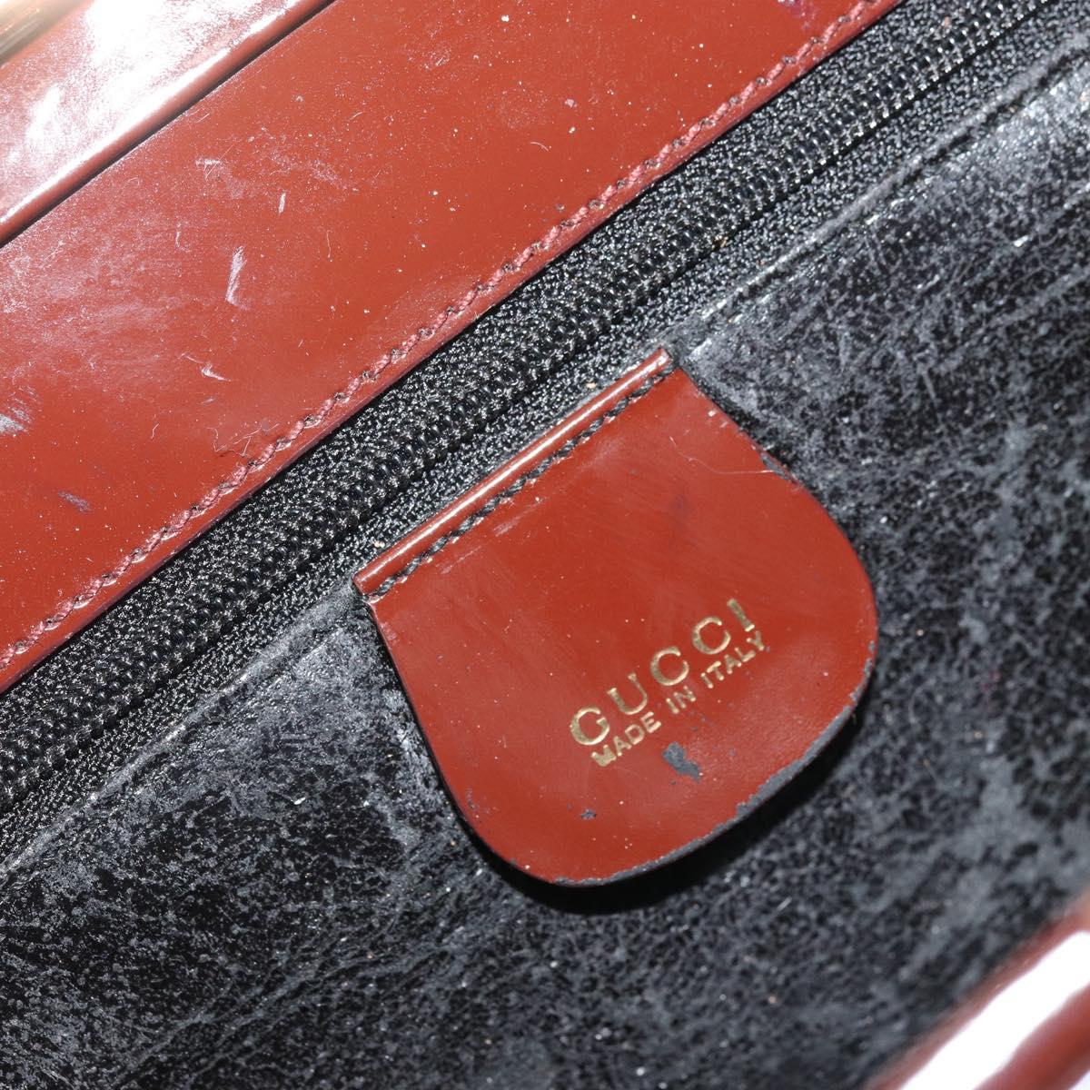 GUCCI Bamboo Hand Bag Patent leather Brown Gold 000 781 0295 Auth 175307