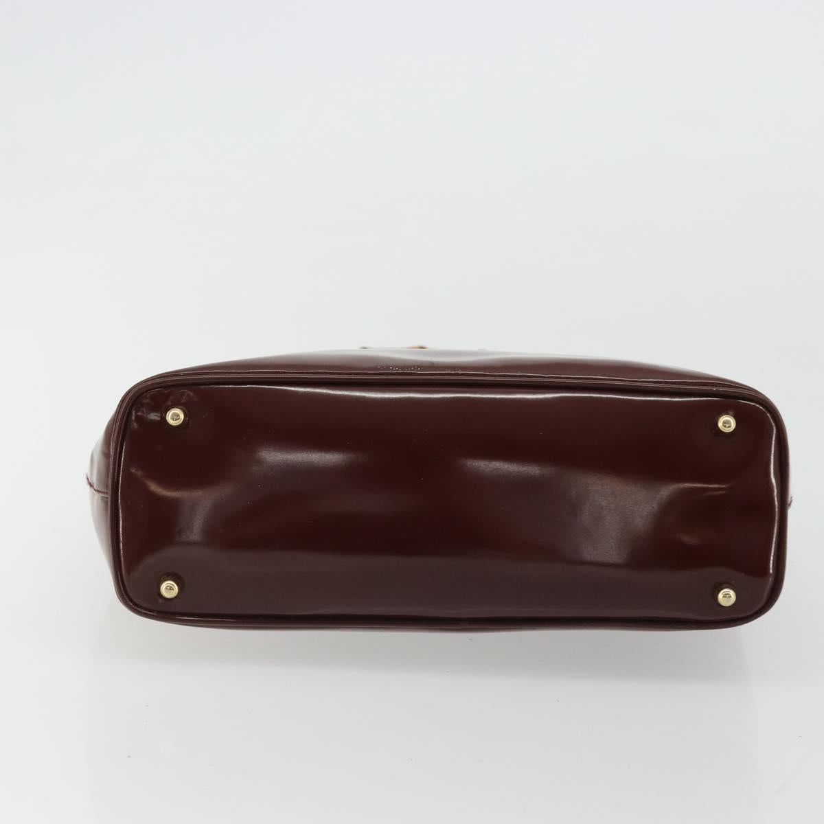 GUCCI Bamboo Hand Bag Patent leather Brown Gold 000 781 0295 Auth 175307