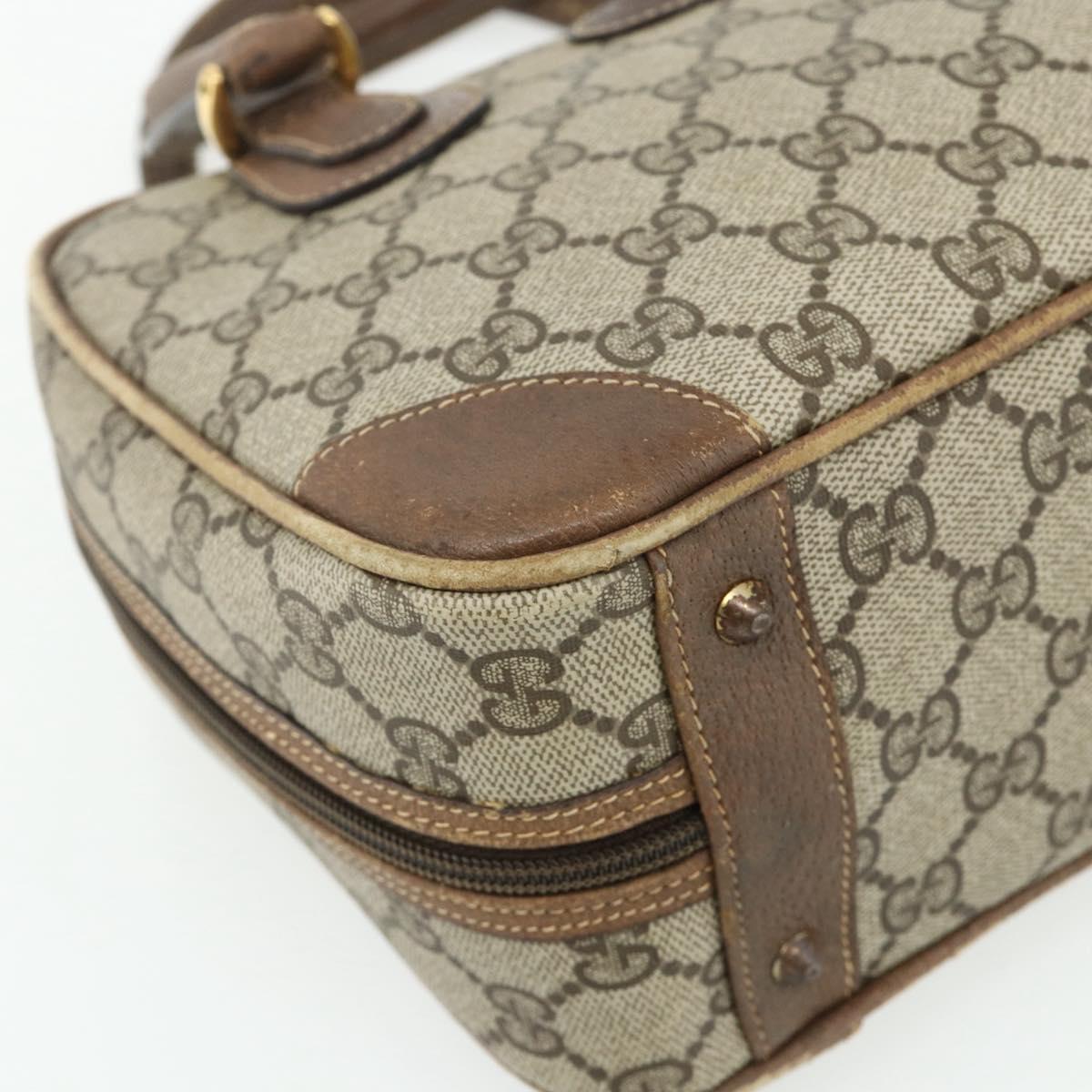 GUCCI GG Supreme Hand Bag PVC Beige Gold 000 58 0090 Auth 175308