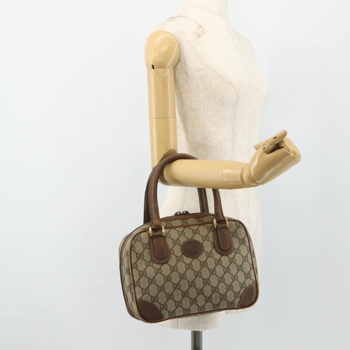 GUCCI GG Supreme Hand Bag PVC Beige Gold 000 58 0090 Auth 175308