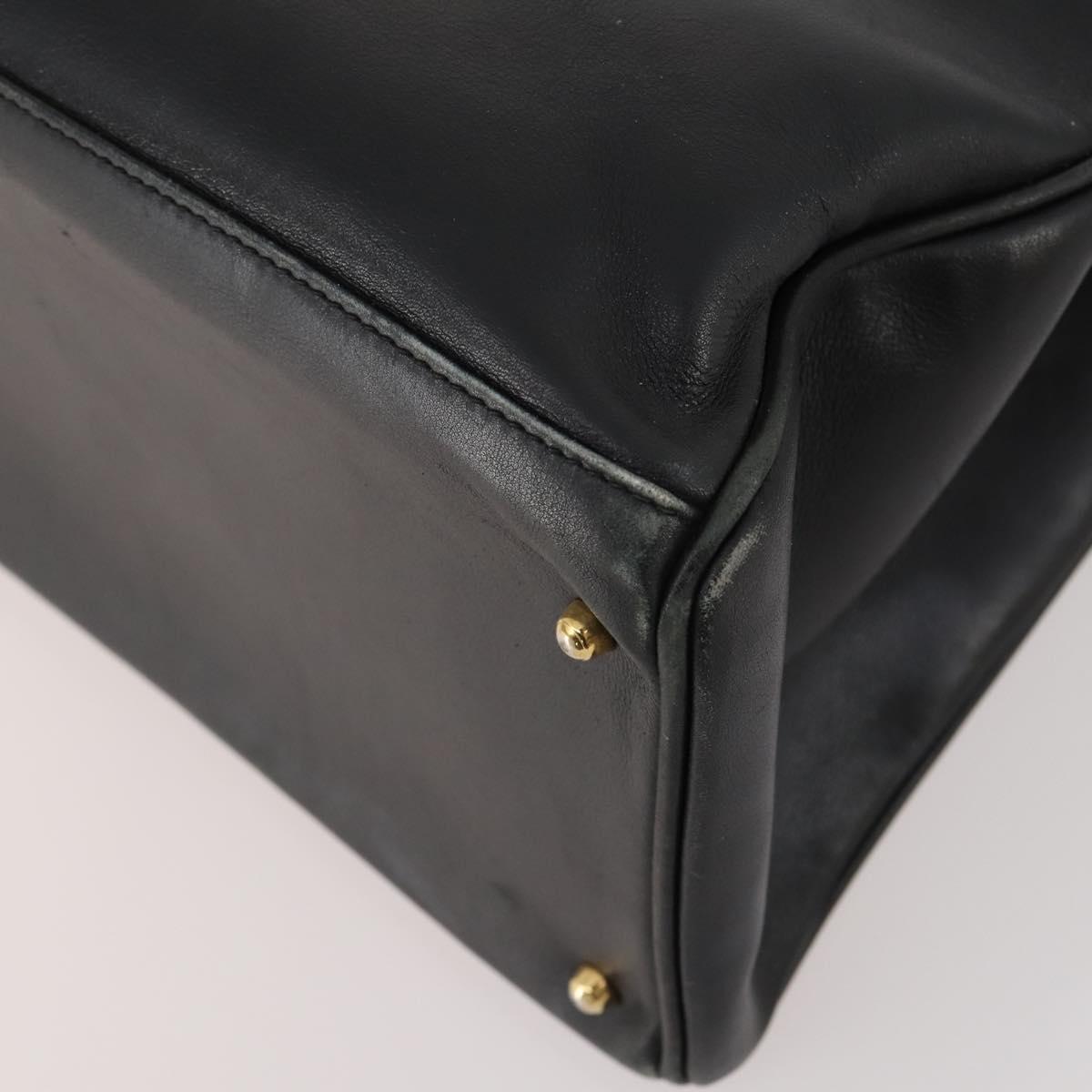 GUCCI Bamboo Tote Bag Leather Black Gold 002 123 0322 Auth 175311