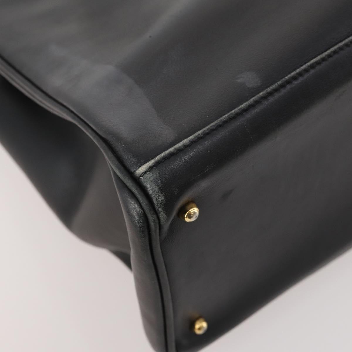 GUCCI Bamboo Tote Bag Leather Black Gold 002 123 0322 Auth 175311
