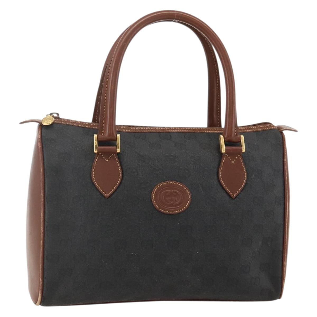 GUCCI GG Canvas Hand Bag Black Gold 002 58 0159 Auth 175333