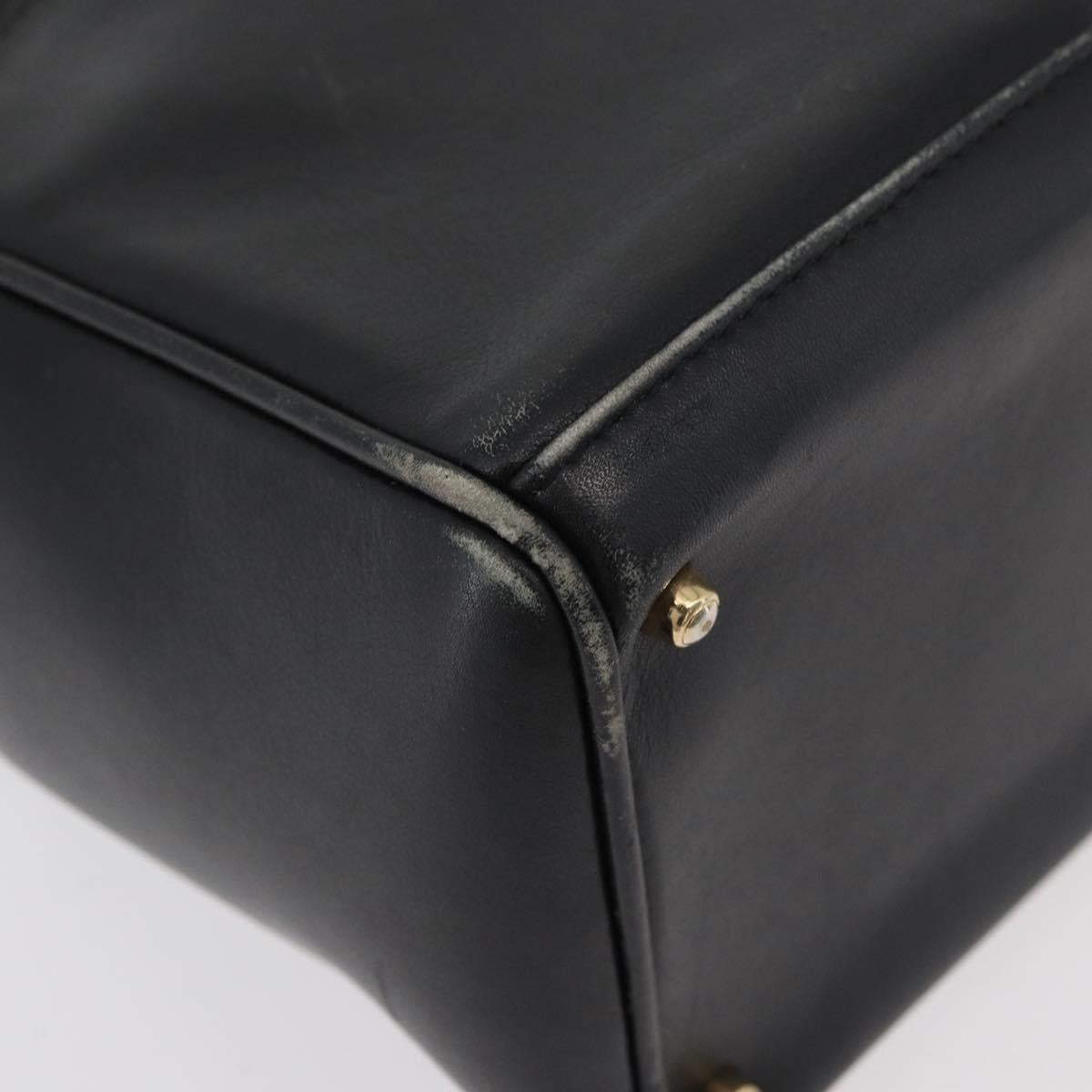 GUCCI Bamboo Hand Bag Leather 2way Black Gold 001 123 1638 Auth 175334