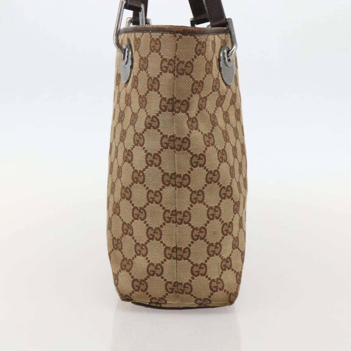 GUCCI GG Canvas Tote Bag Beige Silver 120840 Auth 175340