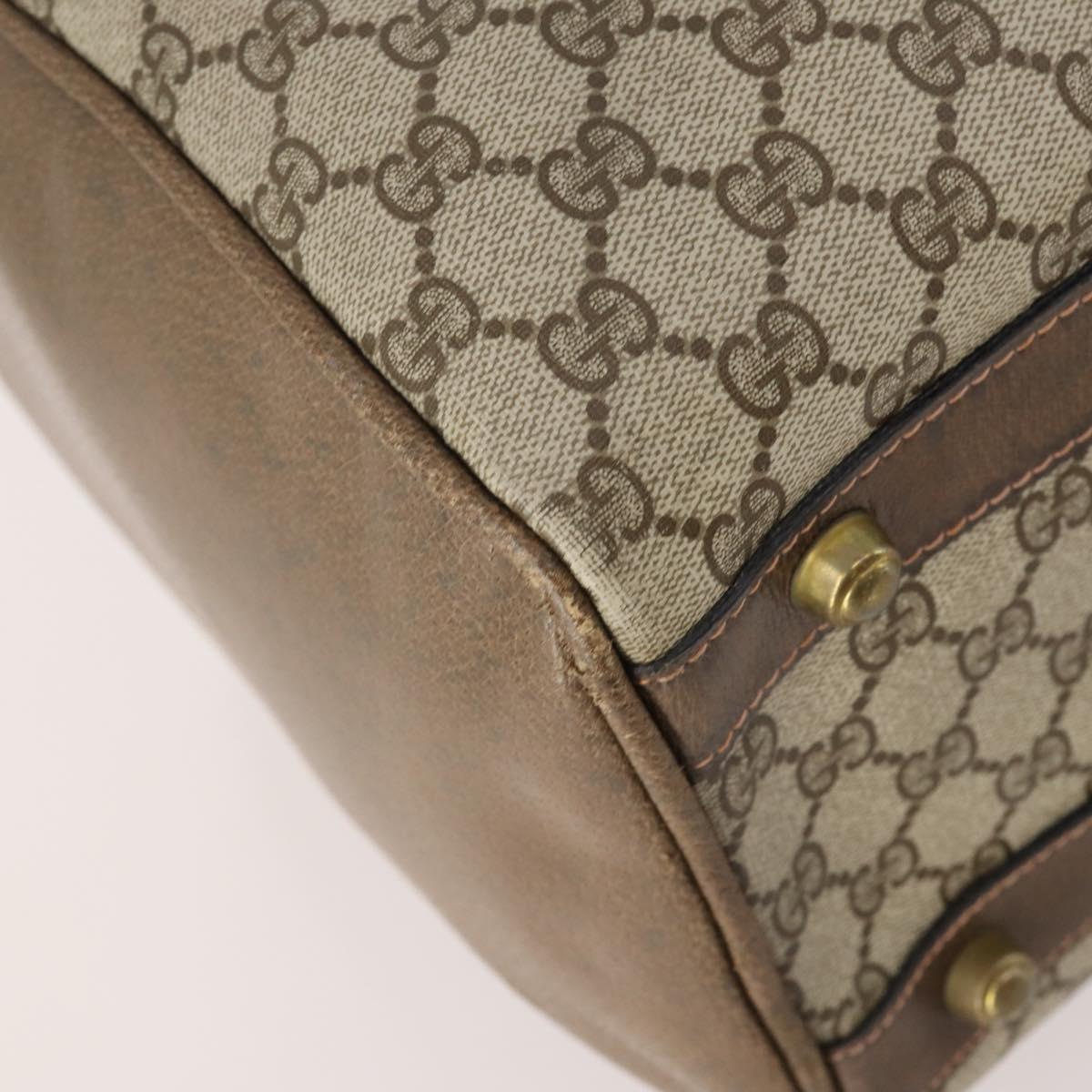 GUCCI GG Supreme Boston Bag PVC Beige Gold Auth 175348