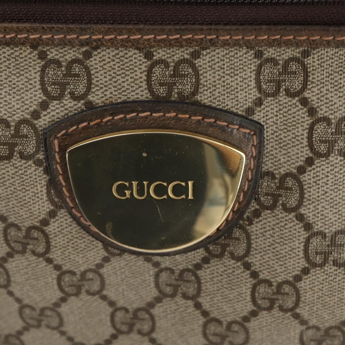 GUCCI GG Supreme Boston Bag PVC Beige Gold Auth 175348