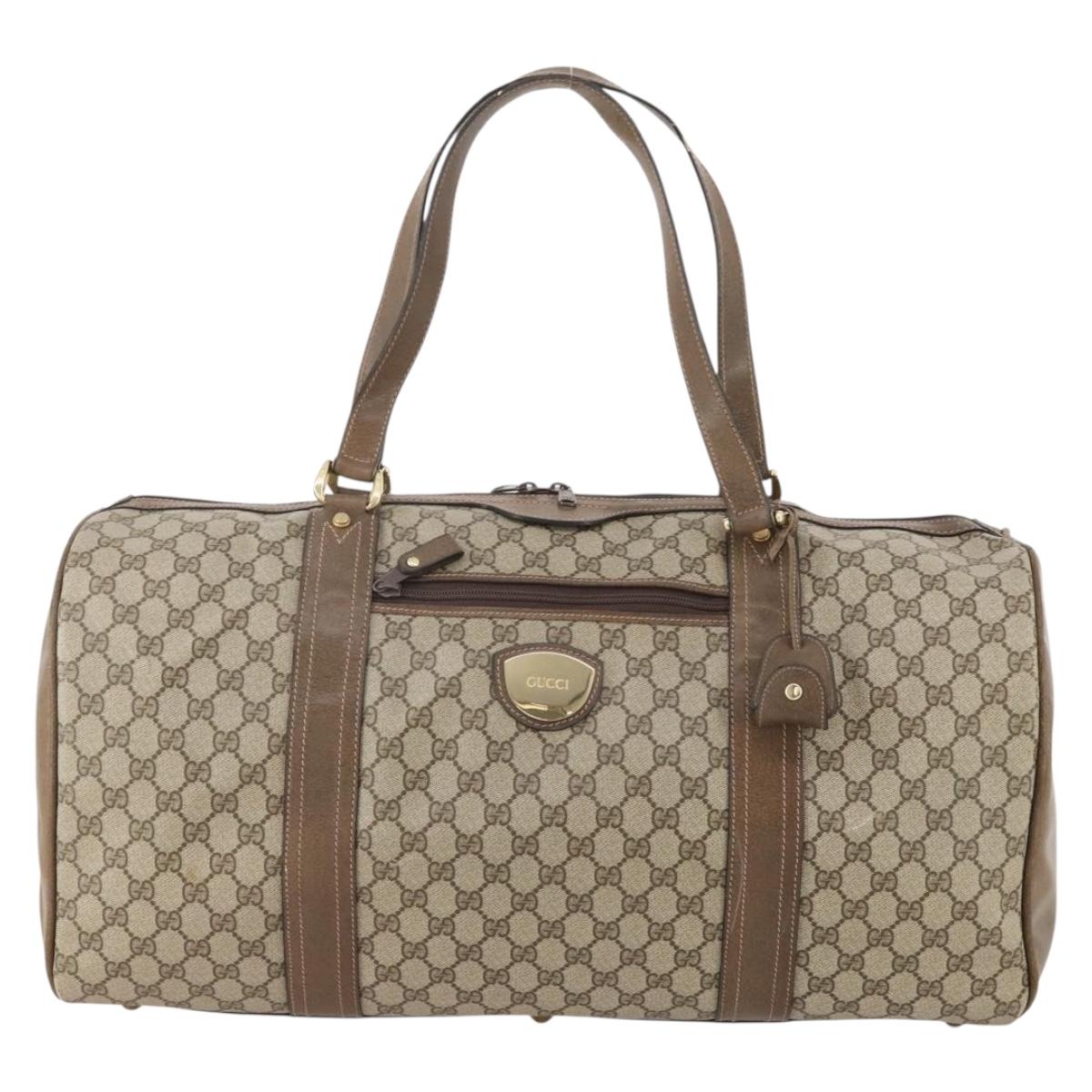 GUCCI GG Supreme Boston Bag PVC Beige Gold Auth 175348