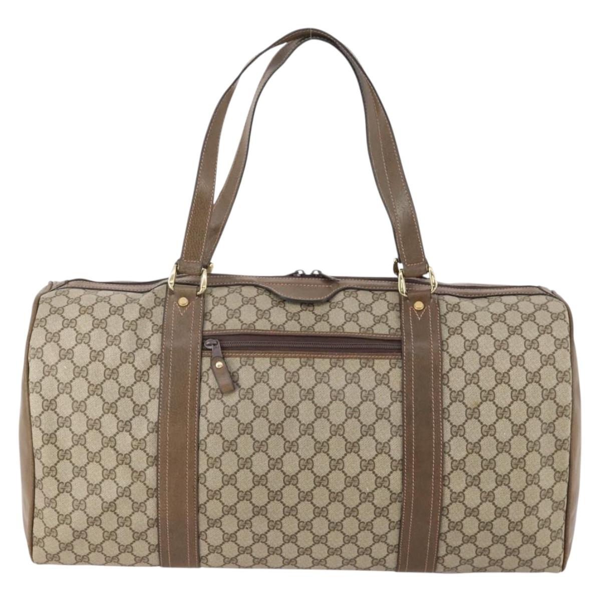 GUCCI GG Supreme Boston Bag PVC Beige Gold Auth 175348