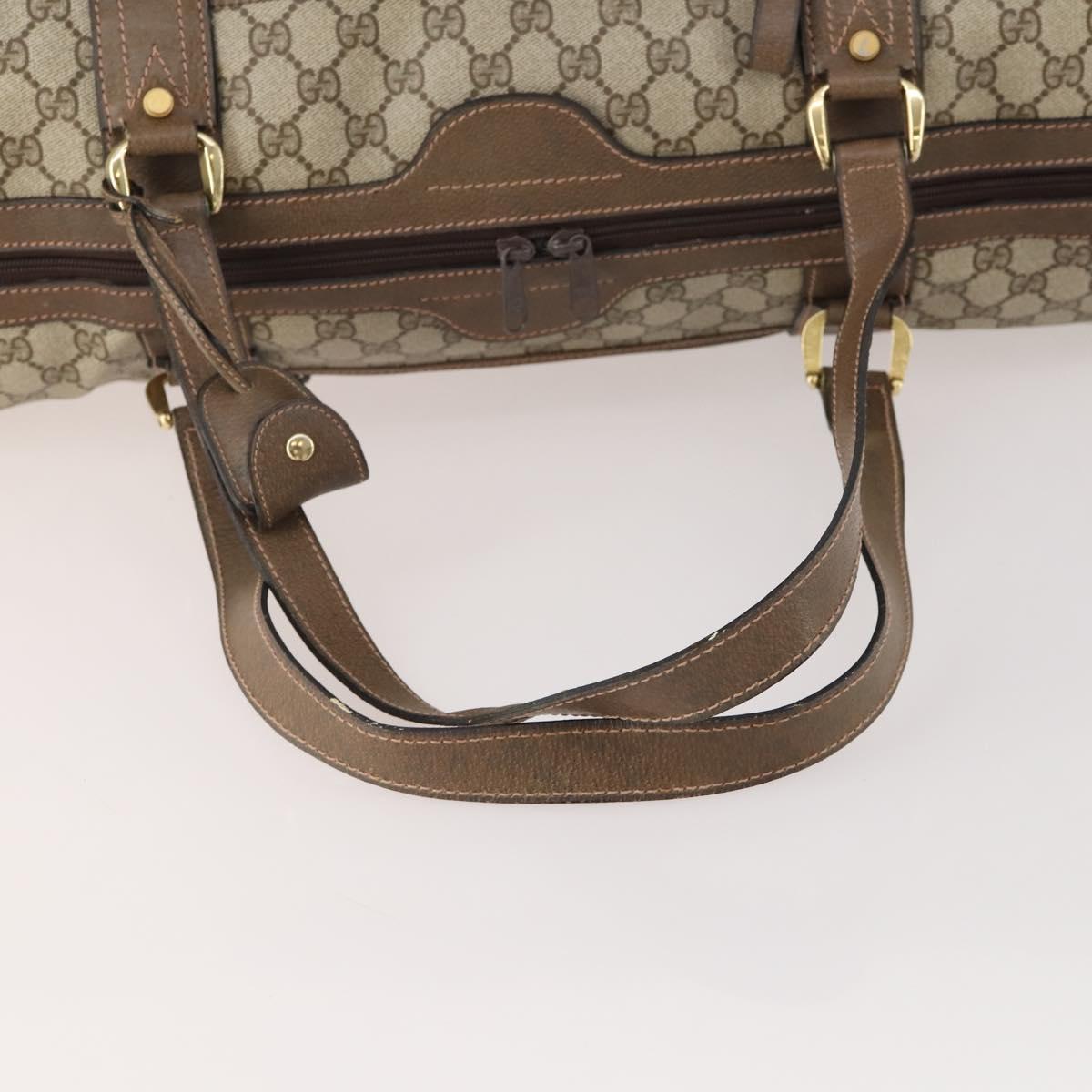 GUCCI GG Supreme Boston Bag PVC Beige Gold Auth 175348