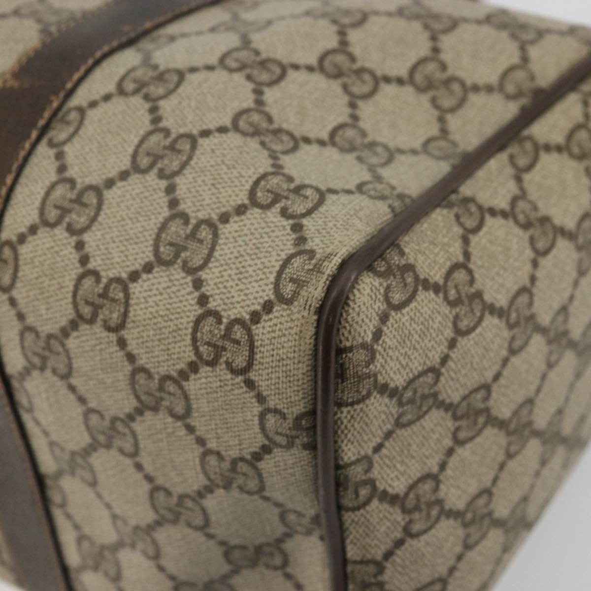 GUCCI GG Supreme Web Sherry Line Hand Bag PVC Beige Gold Auth 175351