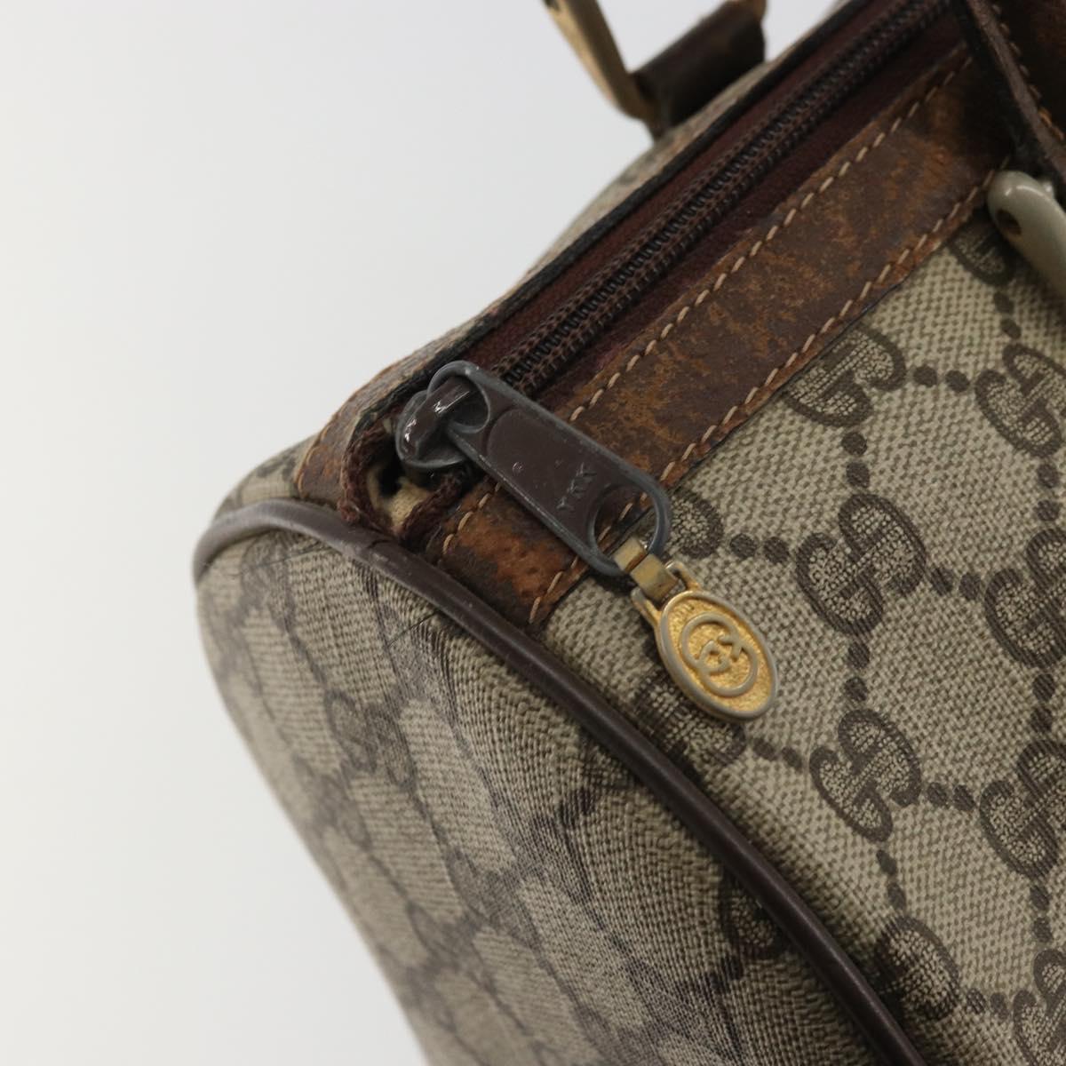 GUCCI GG Supreme Web Sherry Line Hand Bag PVC Beige Gold Auth 175351