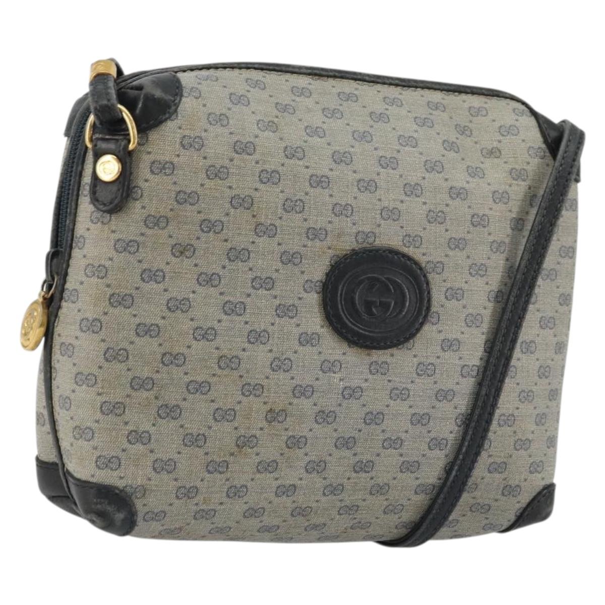 GUCCI Micro GG Supreme Shoulder Bag PVC Navy Gold 007 58 0093 Auth 175353