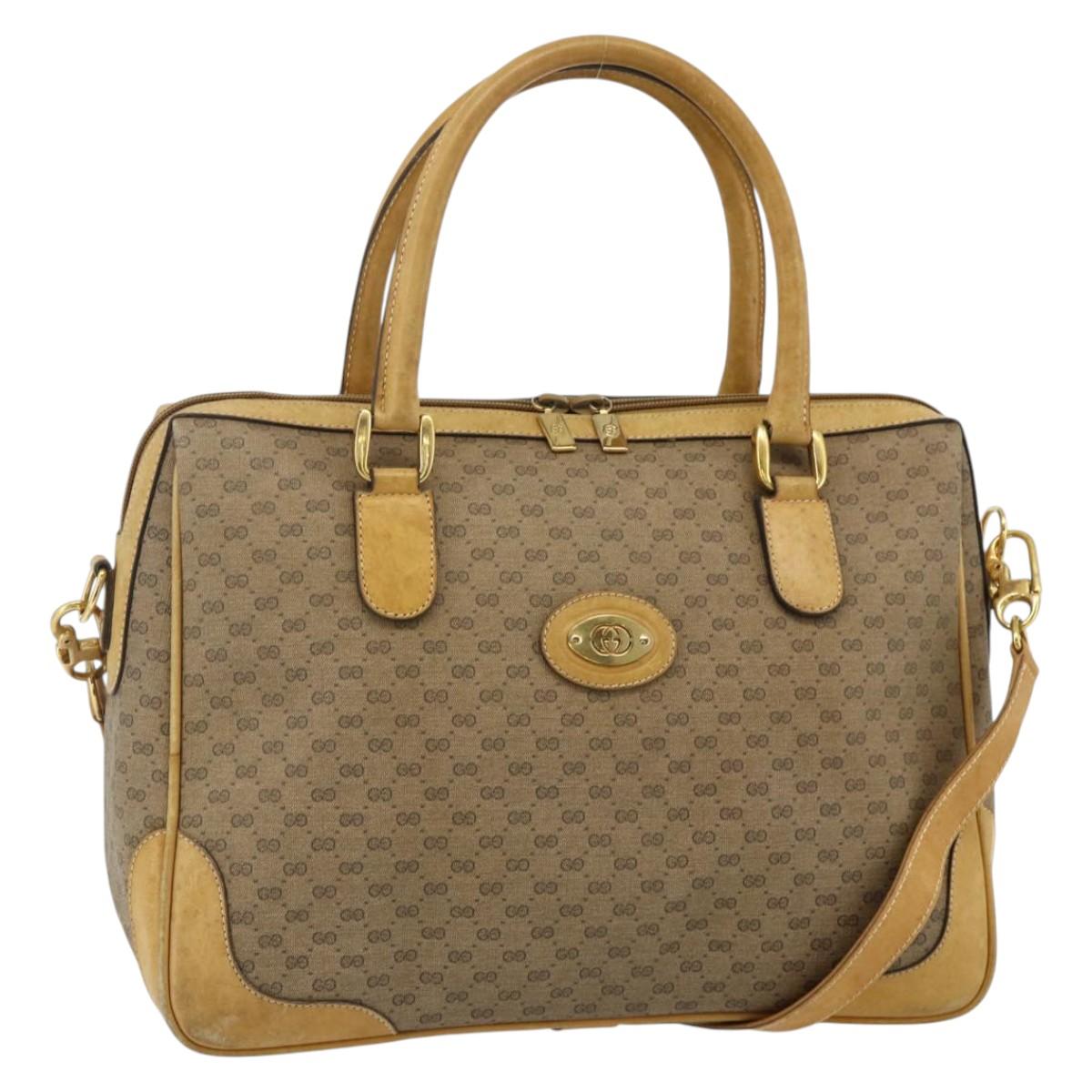 GUCCI Micro GG Supreme Hand Bag PVC 2way Beige Gold 002 58 0033 Auth 175355
