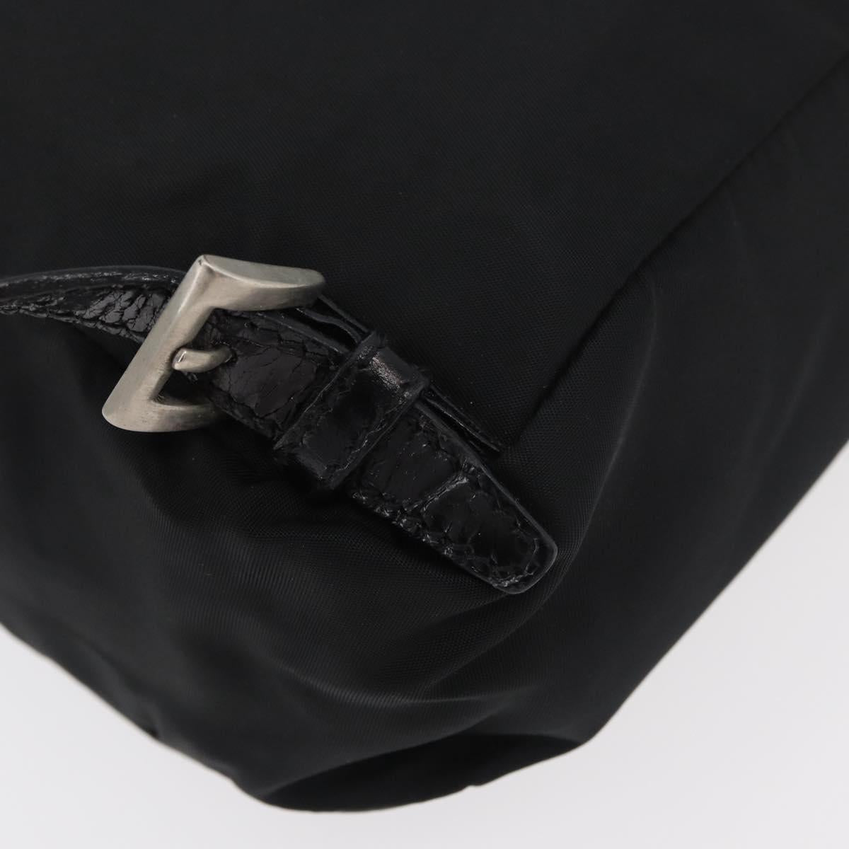 PRADA Backpack Nylon Leather Black Silver Auth 175358