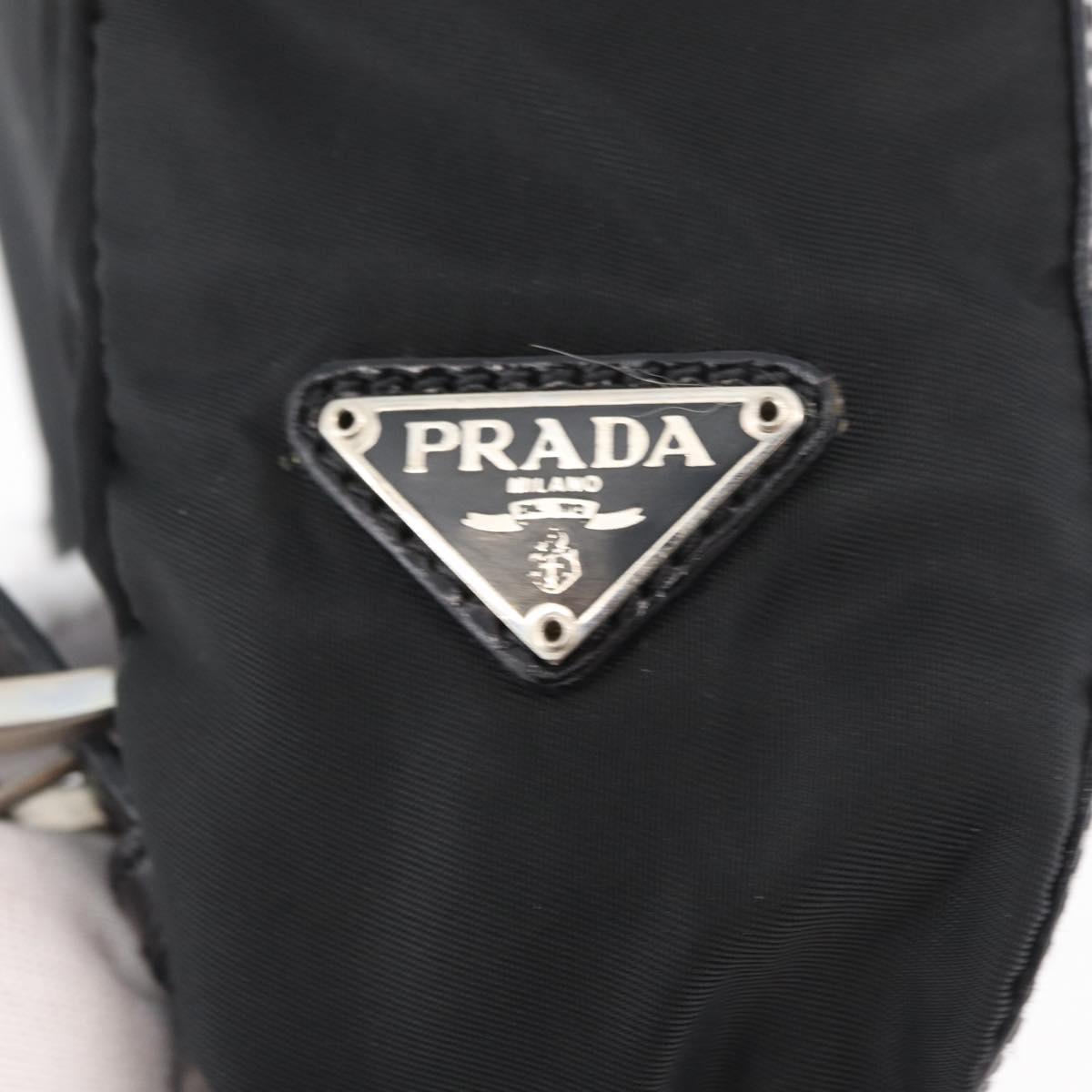 PRADA Backpack Nylon Leather Black Silver Auth 175358