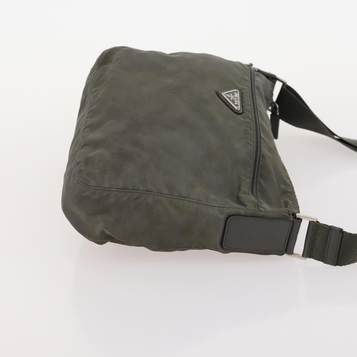 PRADA Shoulder Bag Nylon Canvas Leather 4 Set Black Beige Auth 175363