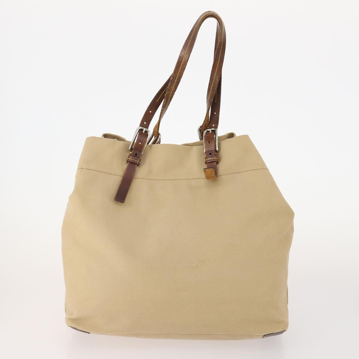 PRADA Shoulder Bag Nylon Canvas Leather 4 Set Black Beige Auth 175363